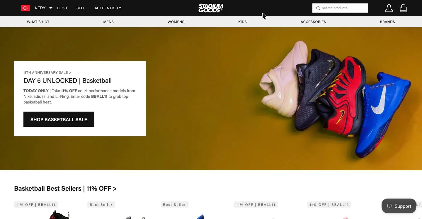 Stadium Goods ekran görüntüsü